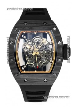 Richard Mille RM055 Black Carbon Casing Black Rubber 1:1 Superclone Genuine Tourbillon Watch 