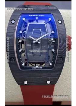 Richard Mille RM07 Black Carbon Casing Red Strap 1:1 Superclone Swiss Replica Watch 