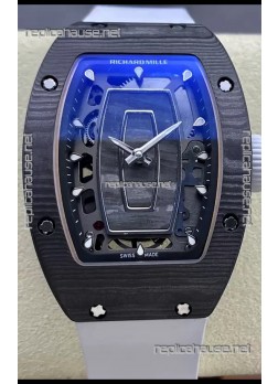 Richard Mille RM07 Black Carbon Casing White Strap 1:1 Superclone Swiss Replica Watch 