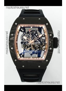 Richard Mille RM055 Black Carbon Casing Gold Rims 1:1 Superclone Genuine Tourbillon Watch 