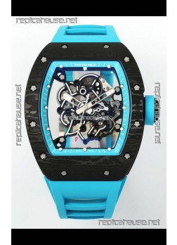 Richard Mille RM055 Black Carbon Casing Blue Rims 1:1 Superclone Genuine Tourbillon Watch 