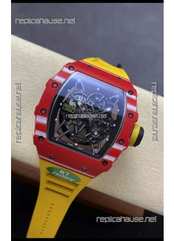 Richard Mille RM35-02 Rafael Nadal Red Carbon Yellow Strap with Genuine Tourbillon Super Clone Watch