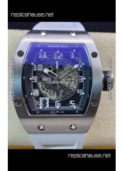 Richard Mille RM010 Stainless Steel Replica Watch in White Strap