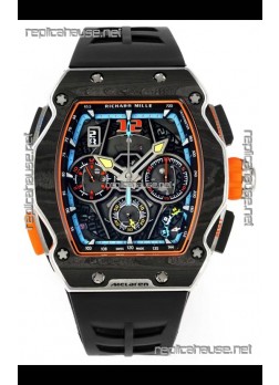Richard Mille Super Clone RM65-01 Carbon Casing Replica Watch in Black Strap 