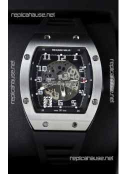 Richard Mille RM010 Stainless Steel Replica Watch in Black Strap