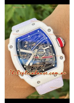Richard Mille Super Clone RM67-02 Alexis Pinturault White Quartz TPT 37 Grams Watch White Strap