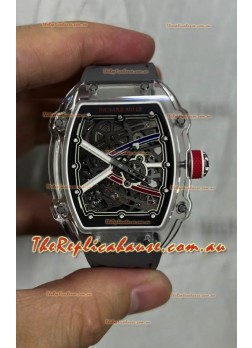 Richard Mille Super Clone RM67-02 Sapphires Casing Watch Grey Rubber Strap
