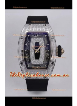 Richard Mille Super Clone RM07-01 Diamonds Paved 904L Steel Casing Automatic Replica Watch