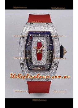 Richard Mille Super Clone RM07-01 Diamonds Paved 904L Steel Casing Automatic Replica Watch
