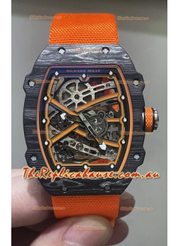Richard Mille Super Clone RM67-02 Black Carbon TPT 37 Grams Watch Orange Strap