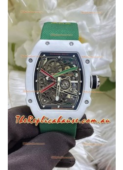 Richard Mille Super Clone RM67-02 White Quartz TPT 37 Grams Watch Green Strap