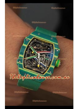 Richard Mille Super Clone RM67-02 Wayde Van Niekerk Green Carbon TPT 37 Grams Watch Green Strap