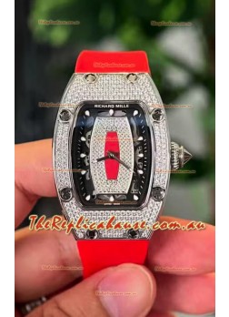 Richard Mille RM007 Diamonds Paved Black Dial 904L Steel Superclone Swiss Watch