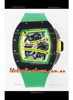 Richard Mille Super Clone RM61-01 Black Ceramic Green Strap Swiss Replica Watch