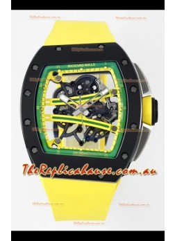 Richard Mille Super Clone RM61-01 Black Ceramic Yellow Strap Swiss Replica Watch