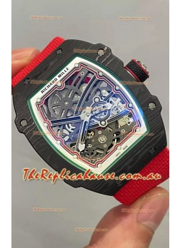 Richard Mille Super Clone RM67-02 Black Carbon TPT 37 Grams Watch Red Strap