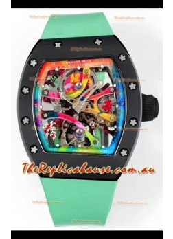 Richard Mille Super Clone RM68-01 Black Ceramic Casing Green Strap Tourbillon Swiss Replica