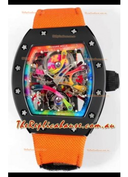 Richard Mille Super Clone RM68-01 Black Ceramic Casing Nylon Strap Tourbillon Swiss Replica