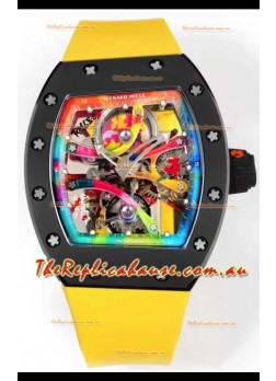 Richard Mille Super Clone RM68-01 Black Ceramic Casing Yellow Strap Tourbillon Swiss Replica