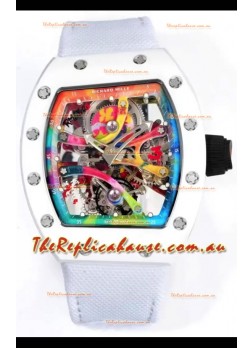 Richard Mille Super Clone RM68-01 White Ceramic Casing Nylon Strap Tourbillon Swiss Replica