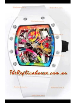 Richard Mille Super Clone RM68-01 White Ceramic Casing White Strap Tourbillon Swiss Replica