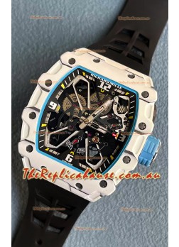 Richard Mille RM35-03 Rafael Nadal Edition White Carbon Fiber Casing 1:1 Mirror Replica Watch in Black Strap