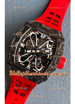 Richard Mille RM35-03 Rafael Nadal Edition Black Carbon Fiber Casing 1:1 Mirror Replica Watch in Red Strap