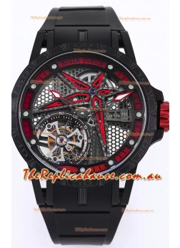 Roger Dubuis Excalibur Spider Pirelli Edition DLC Coated Titanium 1:1 Genuine Tourbillon Replica Watch 