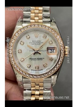 Rolex Datejust Super Clone Mother of Pearl Dial 2 Tone Rose Gold Watch 28MM
