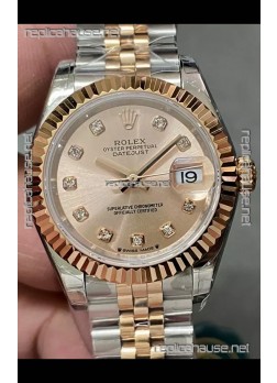 Rolex Datejust Super Clone Green Dial 2 Tone Rose Gold - Gold Dial Watch 28MM