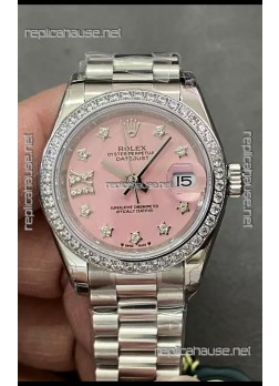 Rolex Datejust Super Clone Pink Dial Steel Casing Watch 28MM