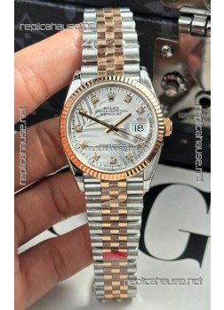 Rolex Datejust Cal.3235 Movement Super Clone Rose Gold 2 Tone 36MM - Silver Fluted Motif Dial