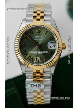 Rolex Datejust Cal.3235 Movement Super Clone Rose Gold 2 Tone 31MM Green Dial Watch 