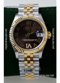 Rolex Datejust Cal.3235 Movement Super Clone Rose Gold 2 Tone 31MM Brown Dial Watch 
