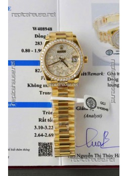 Rolex Datejust Super Clone Mossanites Butterfly Dial 31MM Yellow Gold Watch 