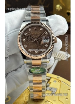 Rolex Datejust Super Clone Cal.3235 Brown Computer Dial 2 Tone Rose Gold Casing Watch 36MM