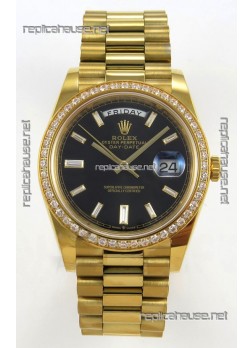 Rolex Day Date Super Clone Black Dial 40MM 220 Grams Swiss Replica watch 