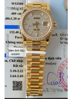 Rolex Day Date Super Clone Yelllow Gold Plated Custom Modified Diamonds Paved Watch