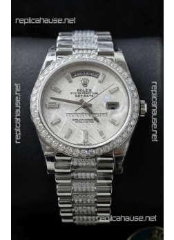 Rolex Day Date Presidential Stainless Steel Meteorite Dial Watch 40MM - 1:1 Mirror Quality