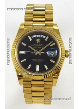 Rolex Day Date Super Clone Black Dial 40MM 220 Grams Swiss Replica watch 