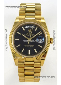 Rolex Day Date Super Clone Black Dial 40MM 220 Grams Swiss Replica watch 