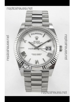 Rolex Day Date Super Clone White Dial 40MM 220 Grams Swiss Replica watch 