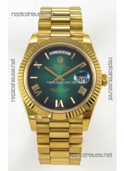 Rolex Day Date Super Clone Ombre Green Dial 40MM 220 Grams Swiss Replica watch 