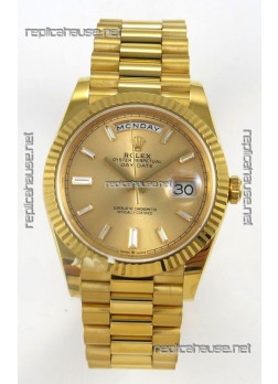 Rolex Day Date Super Clone Gold Dial 40MM 220 Grams Swiss Replica watch 