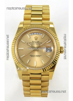 Rolex Day Date Super Clone Gold Dial 40MM 220 Grams Swiss Replica watch 