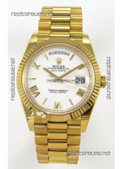 Rolex Day Date Super Clone White Dial 40MM 220 Grams Swiss Replica watch 
