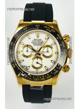 Rolex Daytona Super Clone 116518 Yellow Gold White Dial Original Cal.4130 Movement