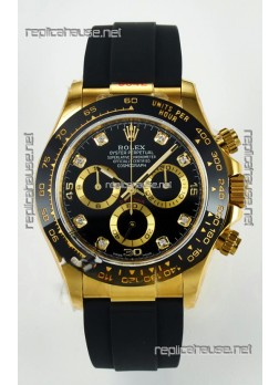 Rolex Daytona Super Clone 116518 Yellow Gold Black Dial Original Cal.4130 Movement