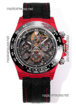 Rolex Daytona Blaken Red Carbon 1:1 Swiss Mirror Replica Skeleton Dial Cal.4130 Movement