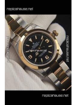 Rolex Explorer I Japanese Movement Replica Watch in Two Tone Black Dial 36MM